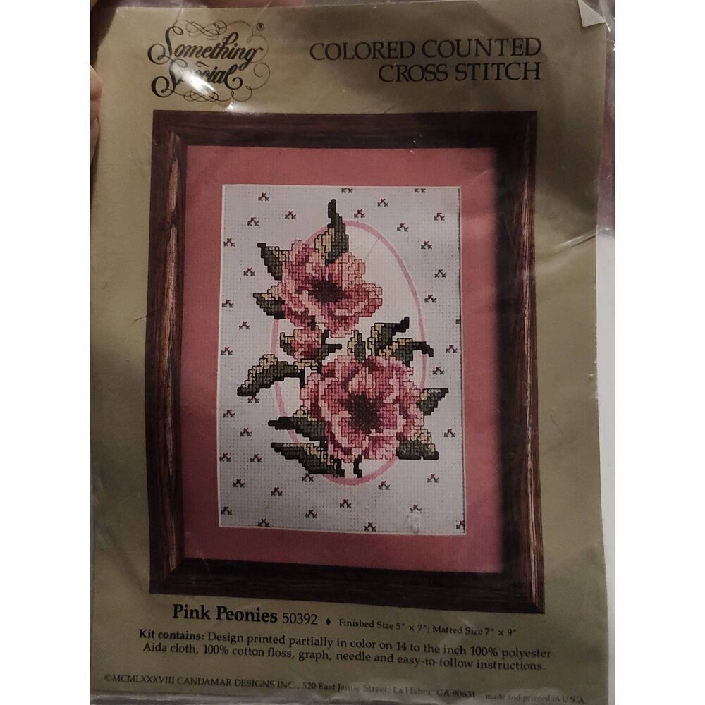 Pink Peonies 50392 Something Special Colored Counted Cross Stitch 5x7" NIP